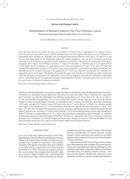 Determination of Mineral Content in the Ficus Deltoidea Leaves (Penentuan Kandungan Mineral Dalam Daun Ficus Deltoidea)