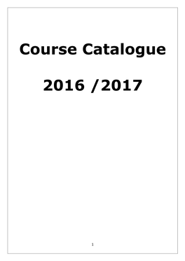 Course Catalogue 2016 /2017