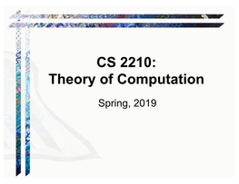 CS 2210: Theory of Computation