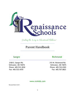 “Leading the Way in Educational Childcare” ______Parent Handbook ______