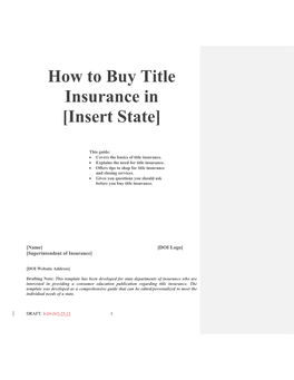 How to Buy Title Insurance In