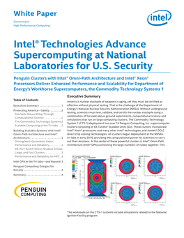 Intel® Technologies Advance Supercomputing for U.S. Security