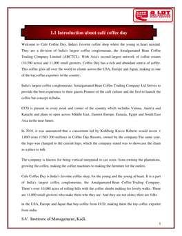 1.1 Introduction Abou Introduction About Café Coffee