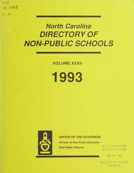 North Carolina DIRECTORY of NON-PUBLIC SCHOOLS