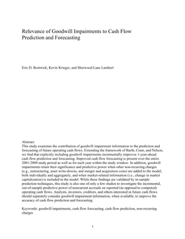 Relevance of Goodwill Impairments to Cash Flow Prediction and Forecasting