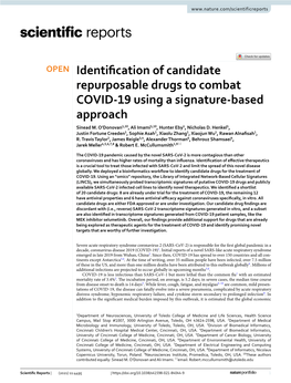 Identification of Candidate Repurposable Drugs to Combat COVID-19 Using a Signature-Based Approach