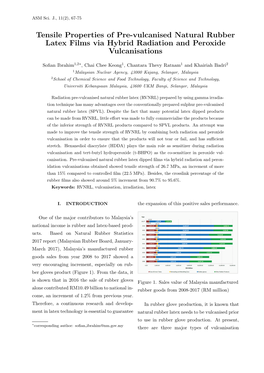 Tensile Properties of Pre-Vulcanised Natural Rubber Latex Films Via Hybrid Radiation and Peroxide Vulcanisations