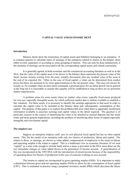 Std/Na(97)22 1 Capital Value and Economic Rent