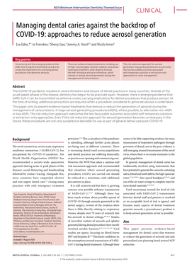 Managing Dental Caries Against the Backdrop of COVID-19: Approaches to Reduce Aerosol Generation