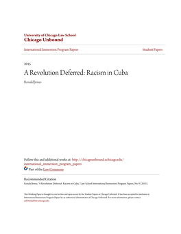 Racism in Cuba Ronald Jones