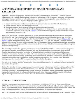 Environmental Impact Statement and Environmental Impact Report for Continued Operation of Lawrence Livermore National Laboratory and Sandia National Labo