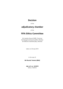 Decision Adjudicatory Chamber FIFA Ethics Committee
