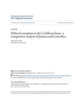 Political Corruption in the Caribbean Basin : a Comparative Analysis of Jamaica and Costa Rica Michael W