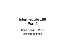 Intermediate X86 Part 2