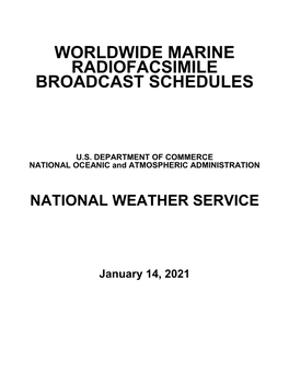 Worldwide Marine Radiofacsimile Broadcast Schedules