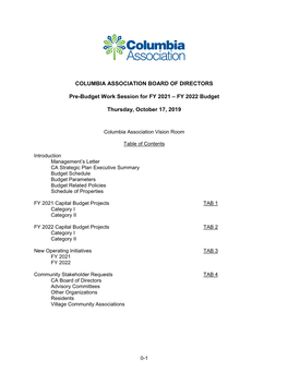 FY 2022 Budget Thursday, October 17, 2019