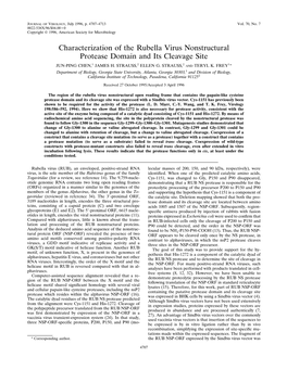 Characterization of the Rubella Virus Nonstructural Protease Domain and Its Cleavage Site