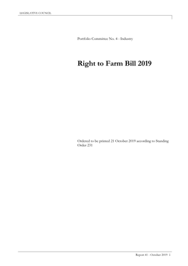 Right to Farm Bill 2019