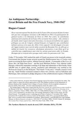 An Ambiguous Partnership: Great Britain and the Free French Navy, 1940-19421