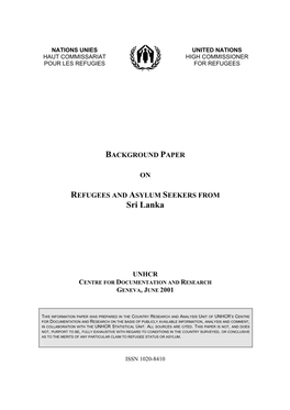 Update UNHCR/CDR Background Paper on Sri Lanka