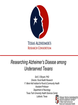 Researching Alzheimer's Disease Among Underserved Texans