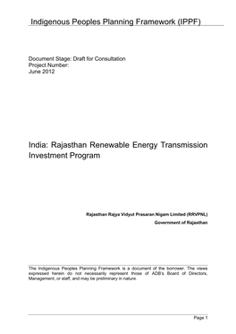 IPPF: India: Rajasthan Renewable Energy Transmission Investment