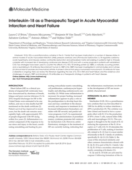 Interleukin-18 As a Therapeutic Target in Acute Myocardial Infarction and Heart Failure