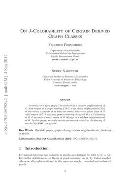 On J-Colorability of Certain Derived Graph Classes