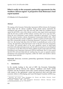 What Is Really in the Economic Partnership Agreements for the Southern African Region? a Perspective from Botswana's Beef Expo