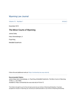The Minor Courts of Wyoming