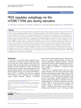 PEX5 Regulates Autophagy Via the Mtorc1-TFEB Axis During Starvation