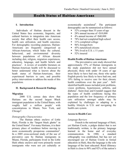 Health Status of Haitian-Americans