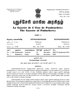 100-PART-I No. 100 Dated 18-12-2009