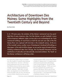 Architecture of Downtown Des Moines: Some Highlights from the Twentieth Century and Beyond