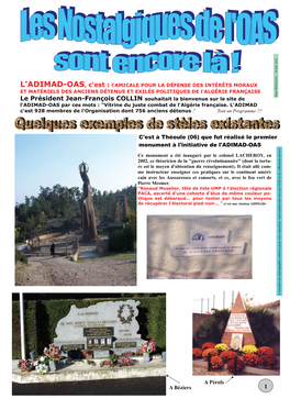 C'est À Théoule (06) Que Fut Réalisé Le Premier Monument À L'initiative De L'adimad-OAS a Pérols a Béziers