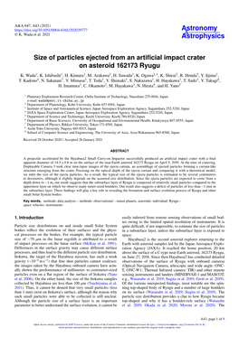 Size of Particles Ejected from an Artificial Impact Crater on Asteroid