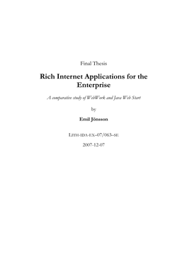 Rich Internet Applications for the Enterprise