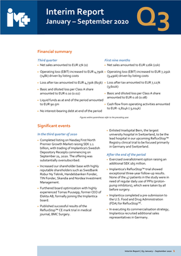 Interim Report January – September 2020 Q3