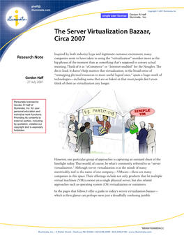 The Server Virtualization Landscape, Circa 2007