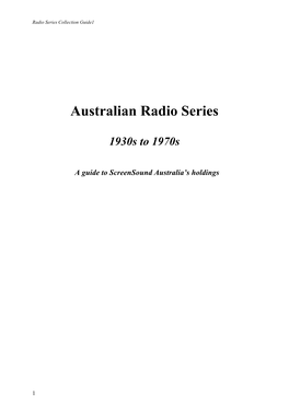 Australian Radio Series