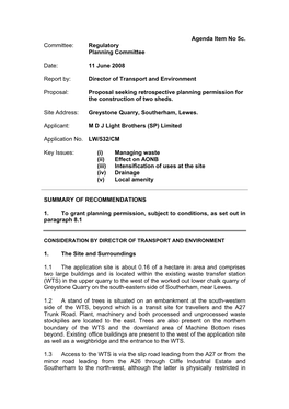 Agenda Item No 5C. Committee: Regulatory Planning Committee Date: 11 June 2008 Report By: Director of Transport and Environment