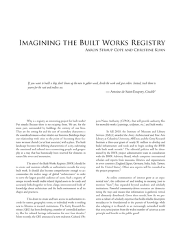 Imagining the Built Works Registry Aaron Straup Cope and Christine Kuan