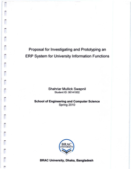 Proposal for Investigating and Prototyping an ERP System for University Information Functions