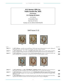 1847 Issue (1-2) H.R. Harmer, GPN, Inc. Public Auction No. 3031