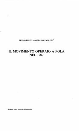 Il Movimento Operaio a Pola Nel 1907