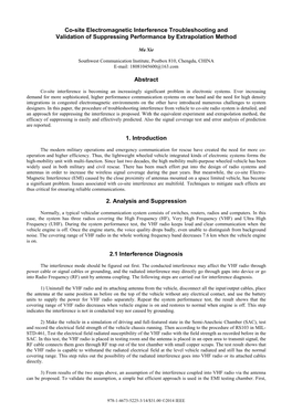 Co-Site Electromagnetic Interference Troubleshooting and Validation of Suppressing Performance by Extrapolation Method