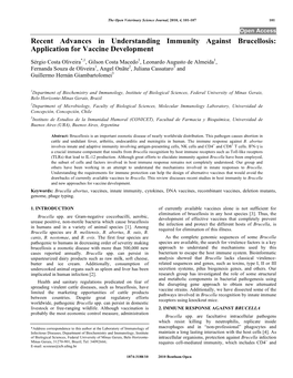 Recent Advances in Understanding Immunity Against Brucellosis: Application for Vaccine Development