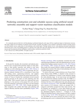 Predicting Construction Cost and Schedule Success Using Artificial