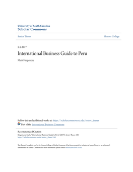 International Business Guide to Peru Mark Kingsmore