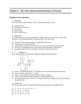 Chapter 4 the Three-Dimensional Structure of Proteins